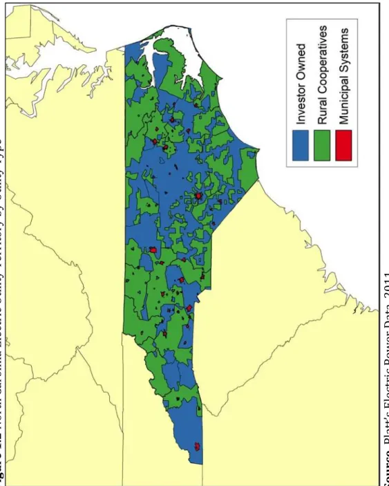 Figure 1.2 North Carolina Electric Utility Territory by Utility Type  Source. Platt’s Electric Power Data, 2011