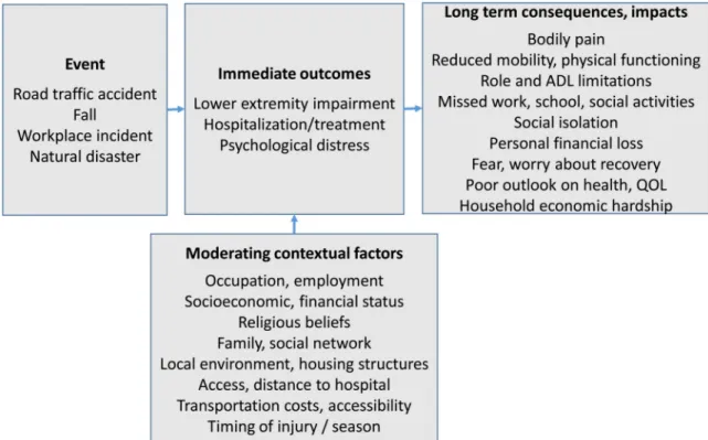 Figure 1. Quality of life consequences experienced by Malawian patients with lower extremity  injuries