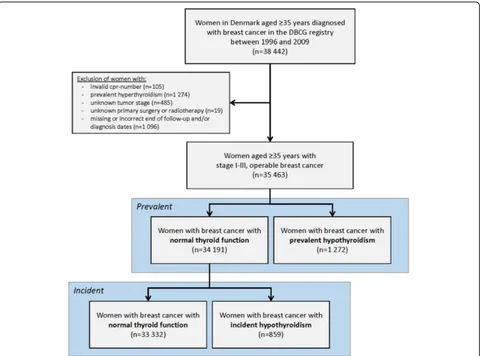 Fig. 1 Flowchart of including women for the study of breast cancer recurrence