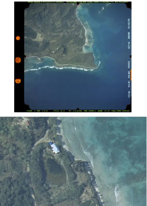 Figure 17. Aerial photograph of Punta Rucia in the top image, and a 100% zoom  level in the bottom picture (adapted image from Instituto Nacional de Recursos  Hidráulicos; 2000) 