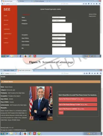 Figure 7:   Screenshot of admin page  