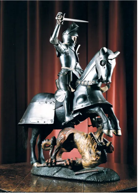 fig.  9. st  george  and  the  dragon,  c.  1528,  polychromed  oak,  iron,  leather  and  horse hair, armourers’ Company, london.