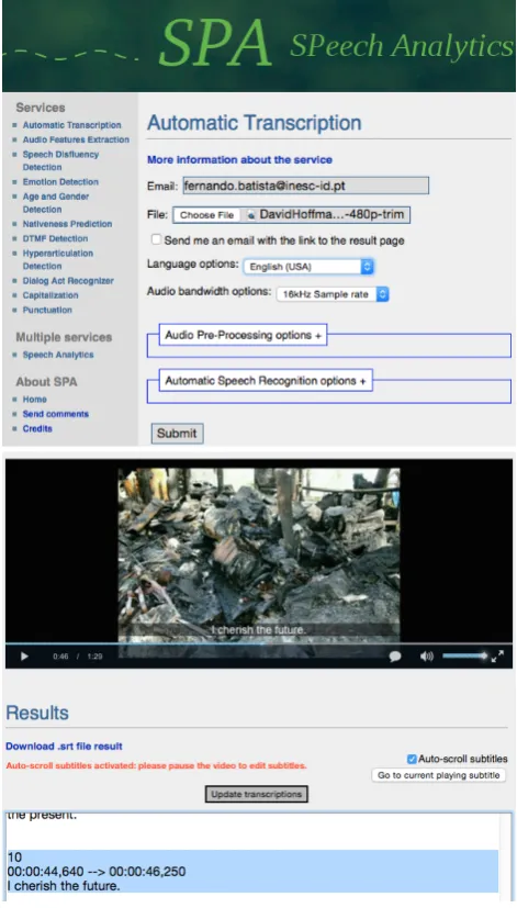 Figure 2: SPA web interface.