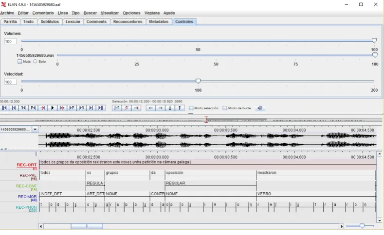 Figure 1: Example of the output for the search pattern “de”   