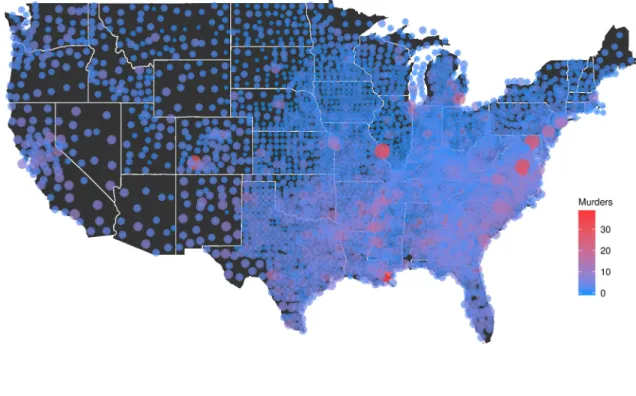 Fig 1. Average murders and executions by county per year per 100,000 residents, 1977–2014