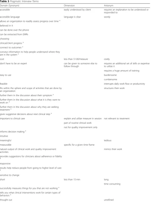 Table 3 Pragmatic Interview Terms