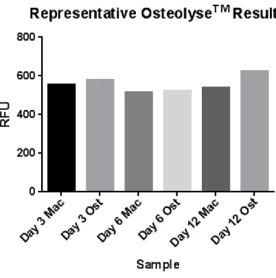Figure 4: Representative Osteolyse™ results; performed on days 3, 6 and 12 on macrophage and osteoclast lineage  samples