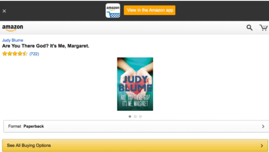 Figure 3.5: Product web page for Amazon site as rendered using Safari browser on iPhone.