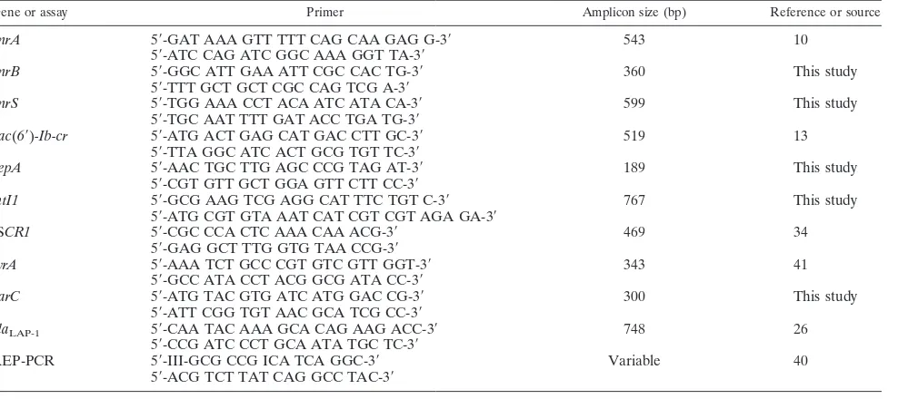 TABLE 1. Primers used for PCR and expected amplicon sizes