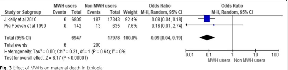 Fig. 2 Effect of MWHs on maternal death in developing countries