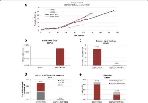Fig. 5 Ectopic expression of human telomerase reverse transcriptase (versus finite (non-tranduced) BPECs.withwithhTERT) rescues chromosomal instability phenotype of breast primaryepithelial cells (BPECs)