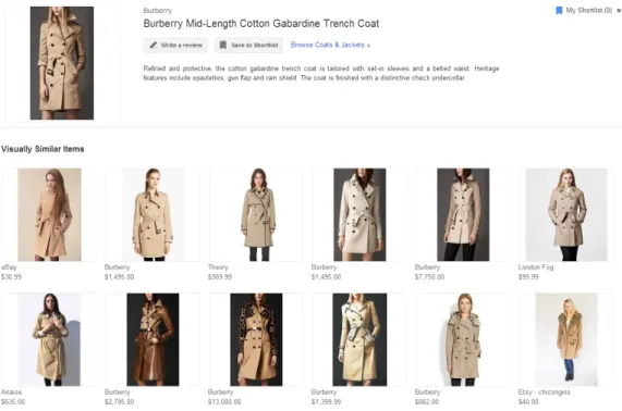 Figure 1.1: Image search for shopping applications – finding visually similar items. Image taken from Google Shopping.