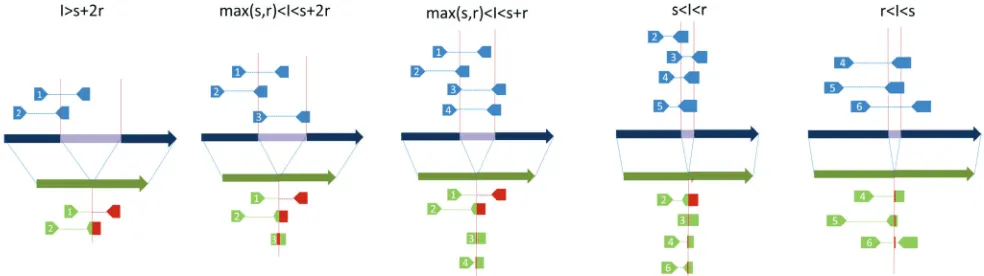 Figure 3: An exemplary illustration of the impact of sV event sizes and library insert sizes on the nGs signatures