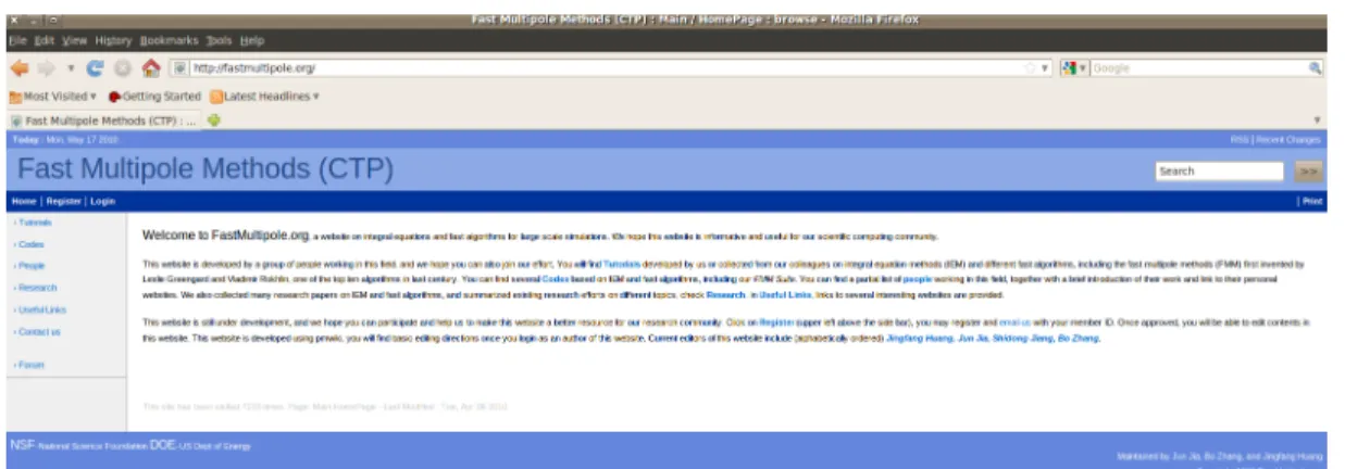 Figure 2.3: Screenshot of Fast Multipole Methods website