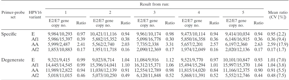 TABLE 2. Nucleotide alterations from positions 3224 to 3852 in the E2 region and 562 to 858 in the E7 region of HPV16 variants infour plasmid constructsa