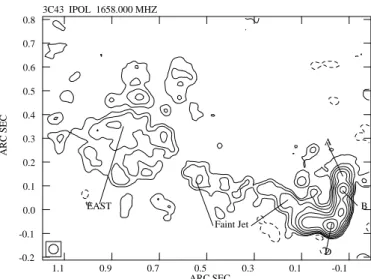 Fig. 2. 3C 43: EVN+MERLIN image at 18 cm of the “Central” and