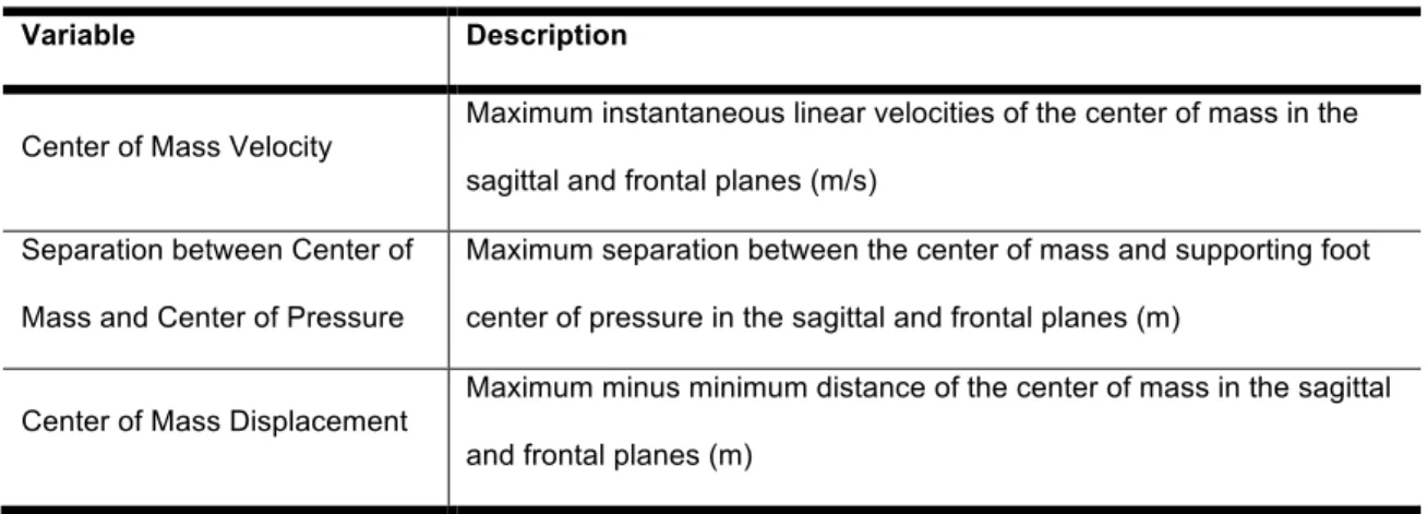 Table 2. Common dynamic balance variables in the concussion gait literature 