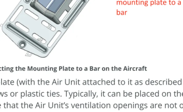 Figure 19: Connecting the Mounting Plate to a Bar on the Aircraft 