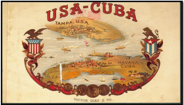 Figure 1. Cigar label showing the proximity of Cuba to Tampa. 