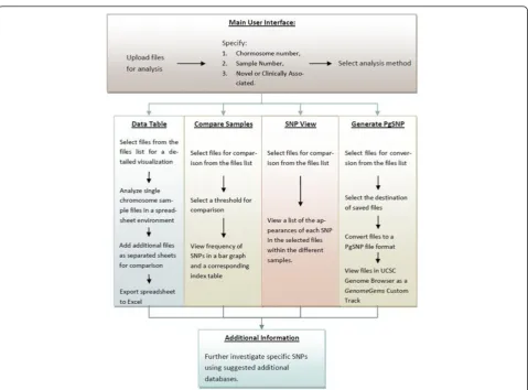 Figure 3 An illustration of the different analysis functions of GenomeGems in a schematic workflow