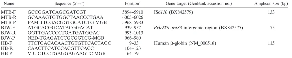 TABLE 2. Primers and probes used for real-time PCR