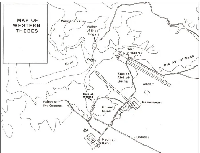 FIGURE 1. MAP OF WESTERN THEBES DURING THE RAMESSIDE PERIOD. AFTER LESKO (ED.), PHARAOH’S  WORKERS, FIG