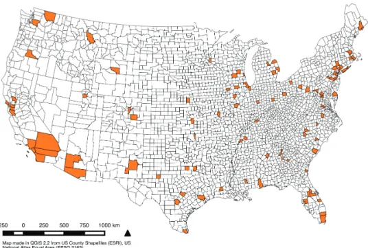 Figure 1. Counties included in sampling frame, n = 97.