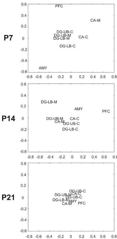 Figure 6. Multidimensional scaling analysis of HR/LR COX activity differences in the first weeks  of life