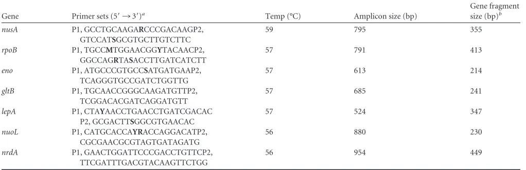 TABLE 1 Genes used for the MLST scheme with primers used for ampliﬁcation