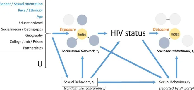 Figure 6.  Hypothesis for predictive model.  Sexual behavior and partner-seeking characteristics at the time  of diagnosis are hypothesized to be predictive of sexual behaviors and partner-seeking behaviors  post-diagnosis