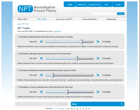Figure 1 NPT Toolkit - Web-interface - Sliding Toolbar.