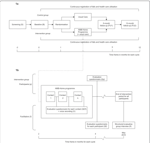 Figure 1 Study design. 1a Displaying effect and economic evaluation. S = screening; B = baseline; FU1 = 5-month follow-up; FU2 = 12-monthfollow-up