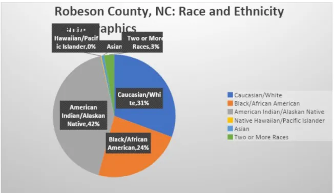 Figure 1: 2019 Demographic Racial/Ethnic Breakdown of Robeson County, NC Source: US Census Bureau, 2019