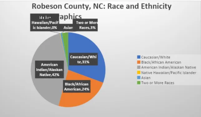 Figure 1: 2019 Demographic Racial/Ethnic Breakdown of Robeson County, NC Source: US Census Bureau: Quick Facts