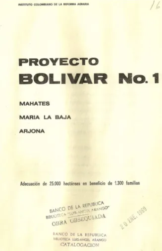 Figure 6. Front cover of INCORA publication on Project INCORA #1. Source: INCORA #1 (INCORA 1968)
