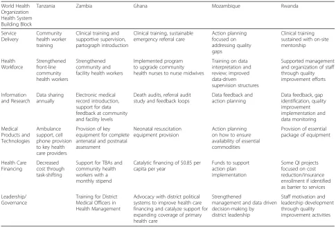Table 8 Country interventions along the continuum of care