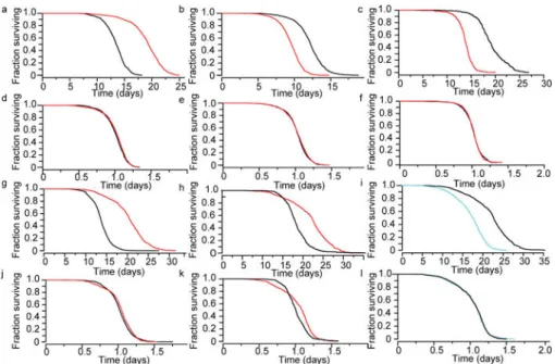 Figure 2. Genetic determinants rescale C. elegans lifespan distributions