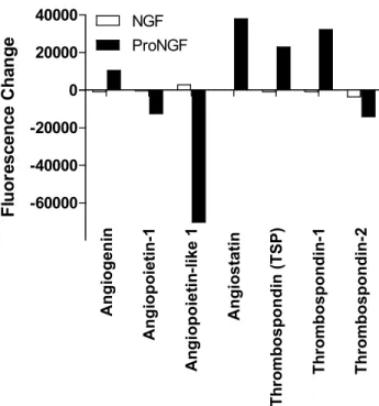 Figure 1.12.  Changes in angiogenesis family proteins in macrophage conditioned medium  induced by NGF or proNGF