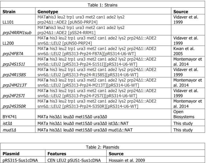 Table 1: Strains 