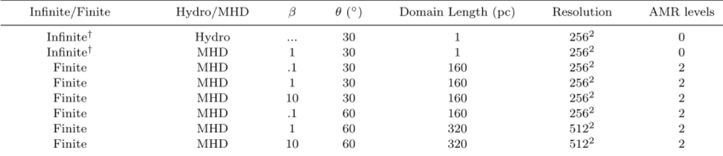 Table 1. Suite of simulations.