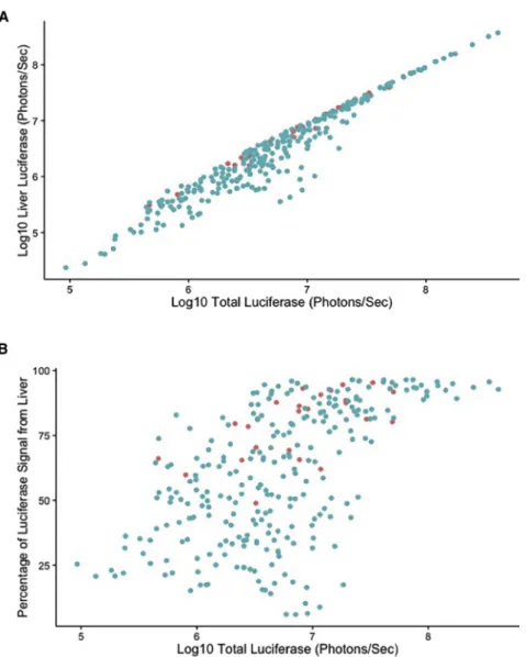 Figure 3. Relationships between Luciferase Expression Levels