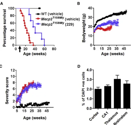 Figure 3. Improved Survival and Body Weight of Mecp2 T158M/Y Mice after Systemic Delivery of the  First-Generation Vector