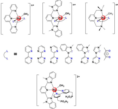 Figure 2.1.  Single-site water oxidation catalysts that were studied in this work. 