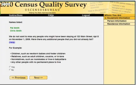 Figure 5: MISS Screen for Round 1 of the CQS Usability Testing 