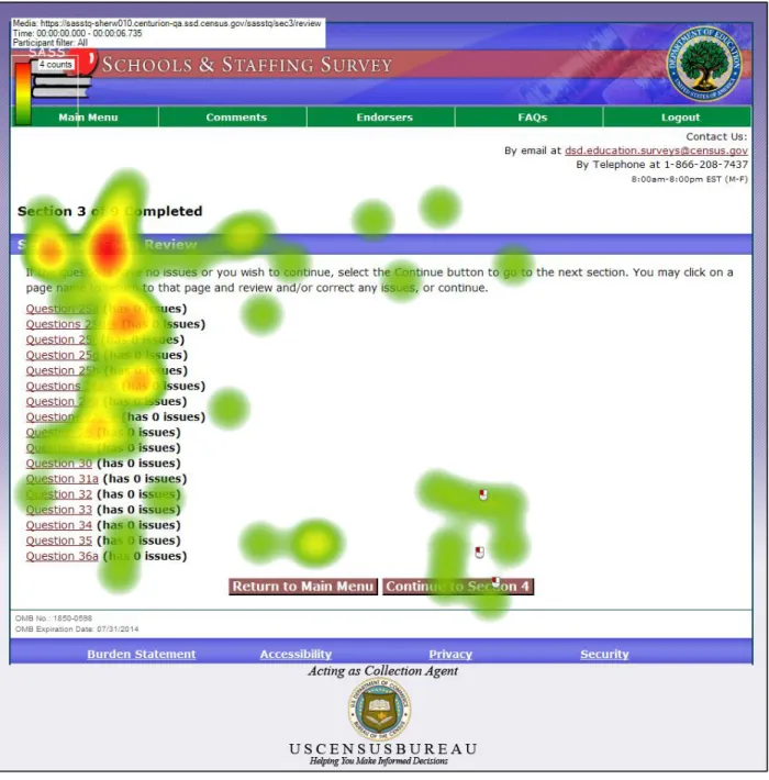 Figure 8 shows the Review screen for Section 3. Although participants no longer needed to read the text  that explains the section like they did the first time, they do read the summary
