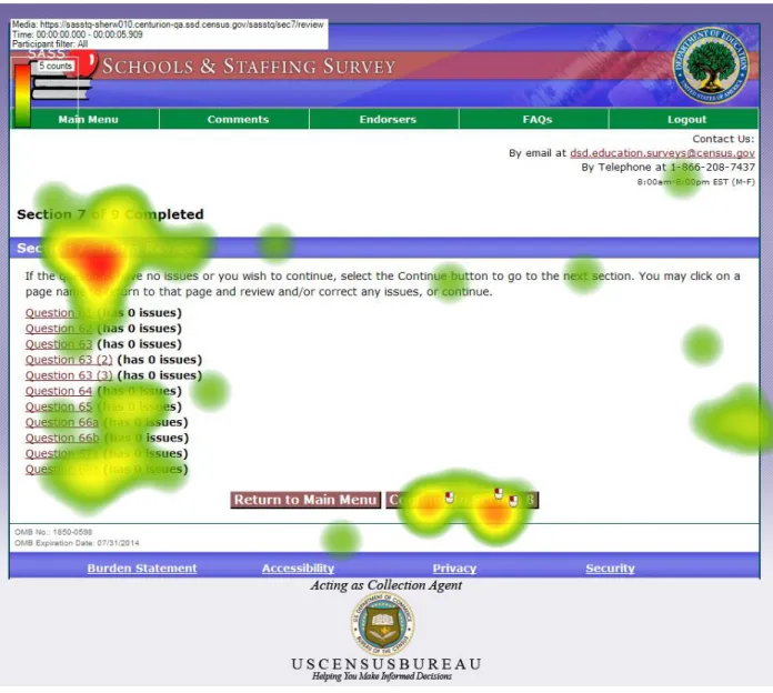 Figure 9 shows the Review screen for Section 7. Again, the participants did not read the explanation of  the page, but they were still reading over most of the summary before moving on to Section 8