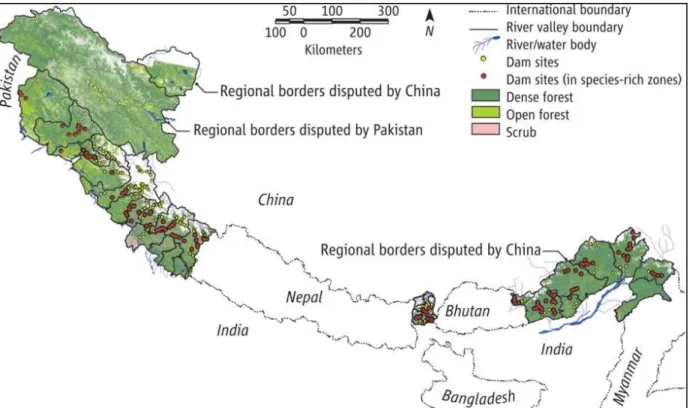 Fig 7: Himalayan Hydropower and ‘Sensitive’ Borderlands (Source: Grumbine, R. E., 