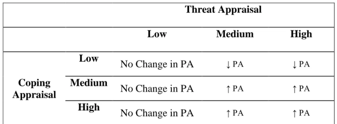 Table 1.1. Expected Patterns of Physical Activity in Response to Appraisals  Threat Appraisal 