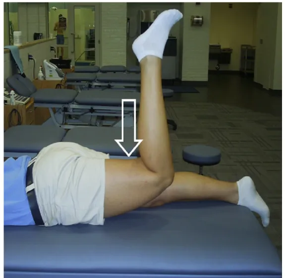 Figure 3.2: Subject and dynamometer positioning for hip extension  isometric strength testing 