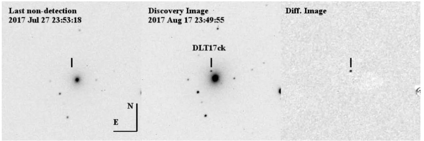 Fig. 2.— Last non-detection (on the left), discovery image of DLT17ck observed on 2017- 2017-08-17 at 23:49:55 UT